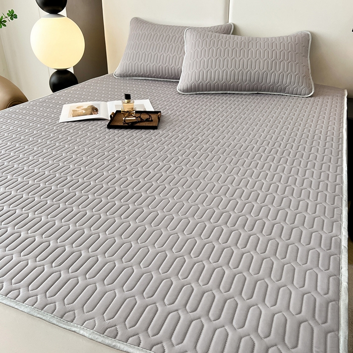 91家纺网 家纺一手货源 找家纺 518家纺 2026新款凉感冰丝裸睡乳胶凉席系列平铺款凉席席子 伯爵灰