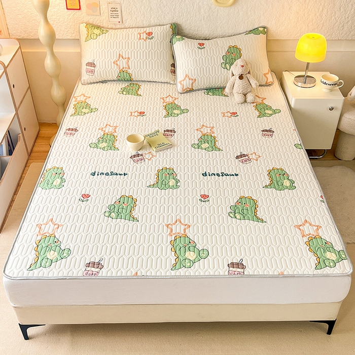 91家纺网 家纺一手货源 找家纺 518家纺 2026新款凉感冰丝裸睡乳胶凉席系列平铺款凉席席子 小恐龙