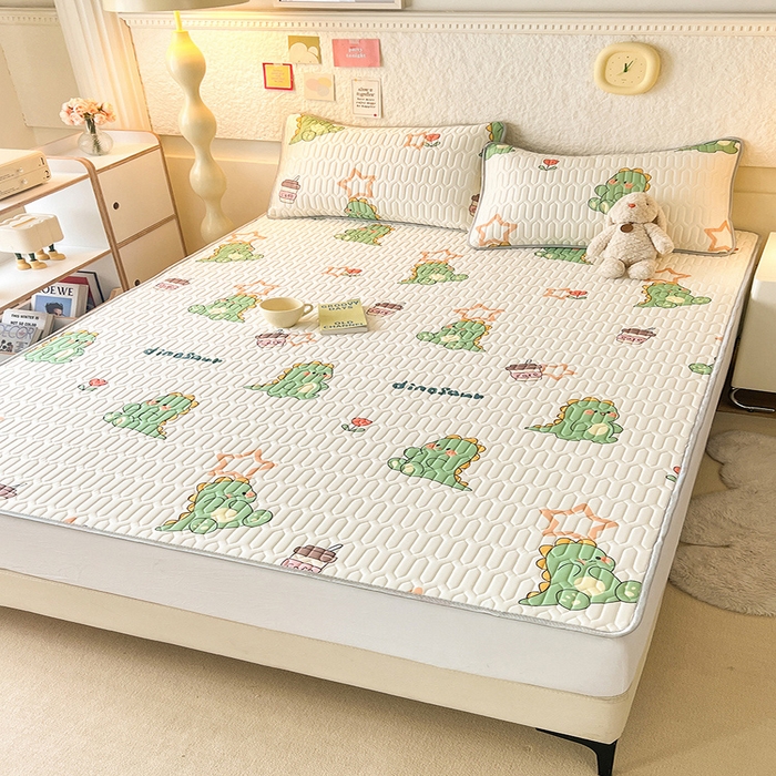 91家纺网 家纺一手货源 找家纺 518家纺 2026新款凉感冰丝裸睡乳胶凉席系列平铺款凉席席子 小恐龙