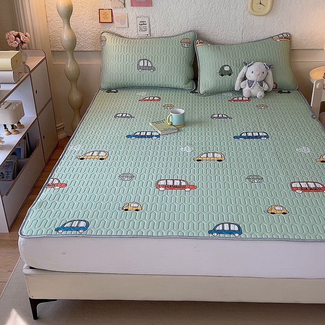 91家纺网 家纺一手货源 找家纺 518家纺 2026新款凉感冰丝裸睡乳胶凉席系列平铺款凉席席子 小汽车