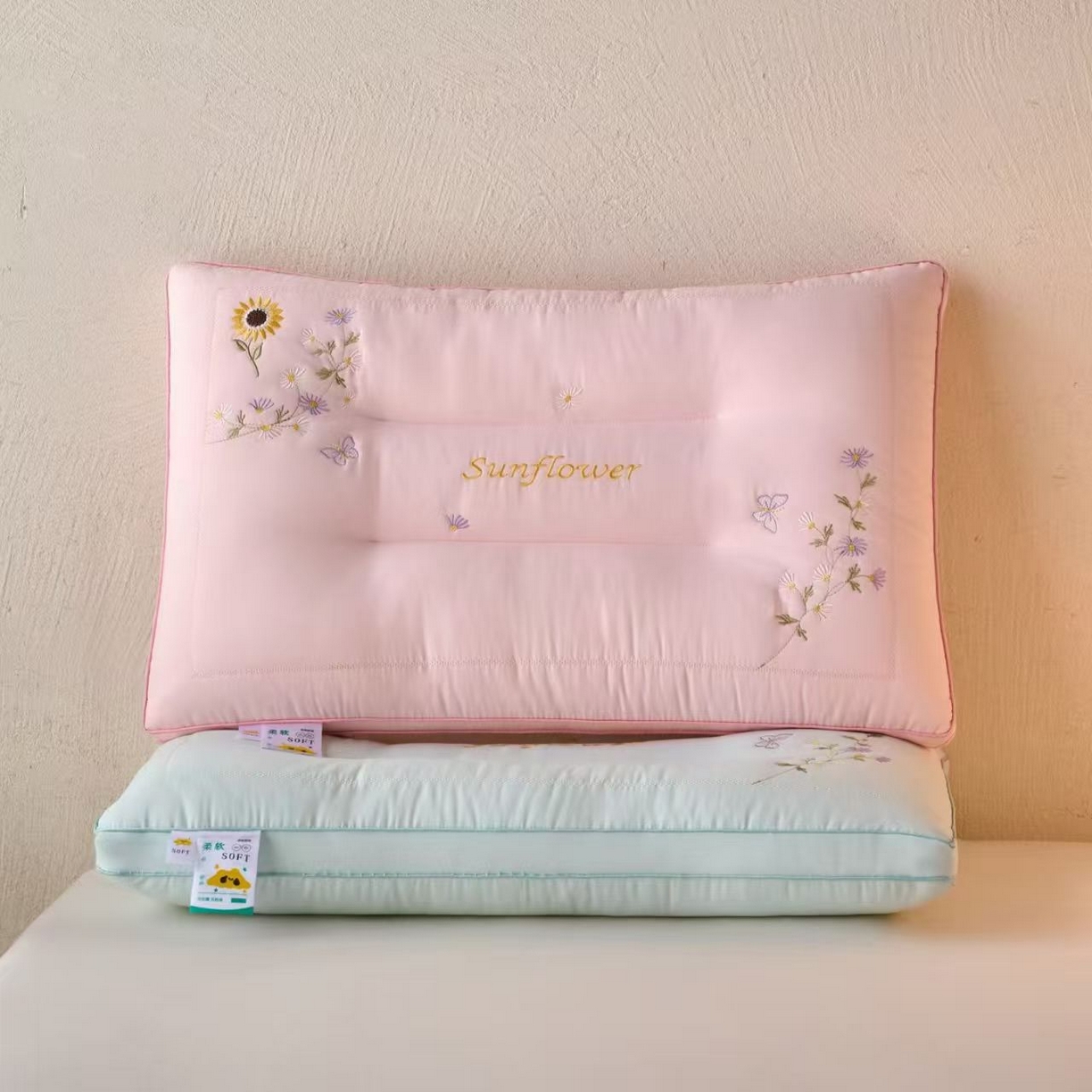 91家纺网 家纺一手货源 找家纺 （总）剑桥枕业 2025新款深睡养肤药包款羽丝定型枕芯 可选荞麦 决明子 薰衣草 促销款式枕头