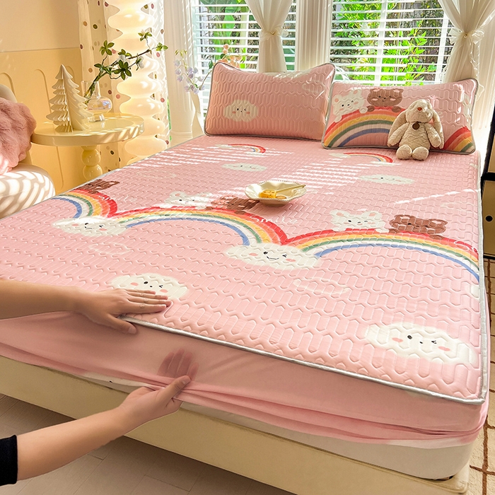 91家纺网 家纺一手货源 找家纺 （总）518家纺 2026新款凉感冰丝裸睡乳胶凉席系列床笠款凉席席子