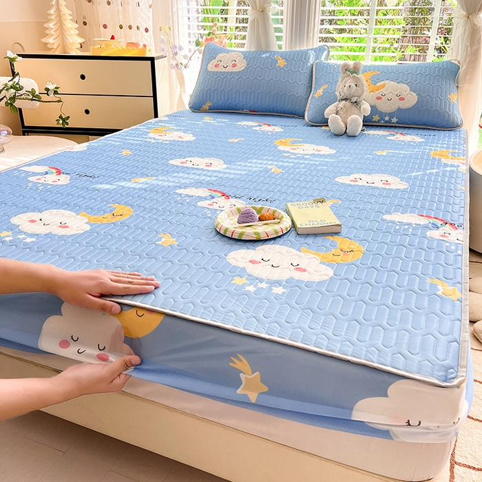 91家纺网 家纺一手货源 找家纺 （总）518家纺 2026新款凉感冰丝裸睡乳胶凉席系列床笠款凉席席子