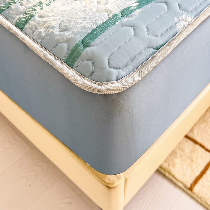 91家纺网 家纺一手货源 找家纺 518家纺 2026新款凉感冰丝裸睡乳胶凉席系列床笠款凉席席子 飞舞