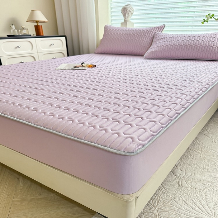 91家纺网 家纺一手货源 找家纺 518家纺 2026新款凉感冰丝裸睡乳胶凉席系列床笠款凉席席子 香芋紫