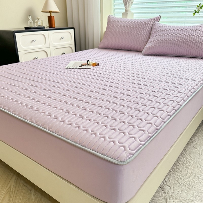 91家纺网 家纺一手货源 找家纺 518家纺 2026新款凉感冰丝裸睡乳胶凉席系列床笠款凉席席子 香芋紫