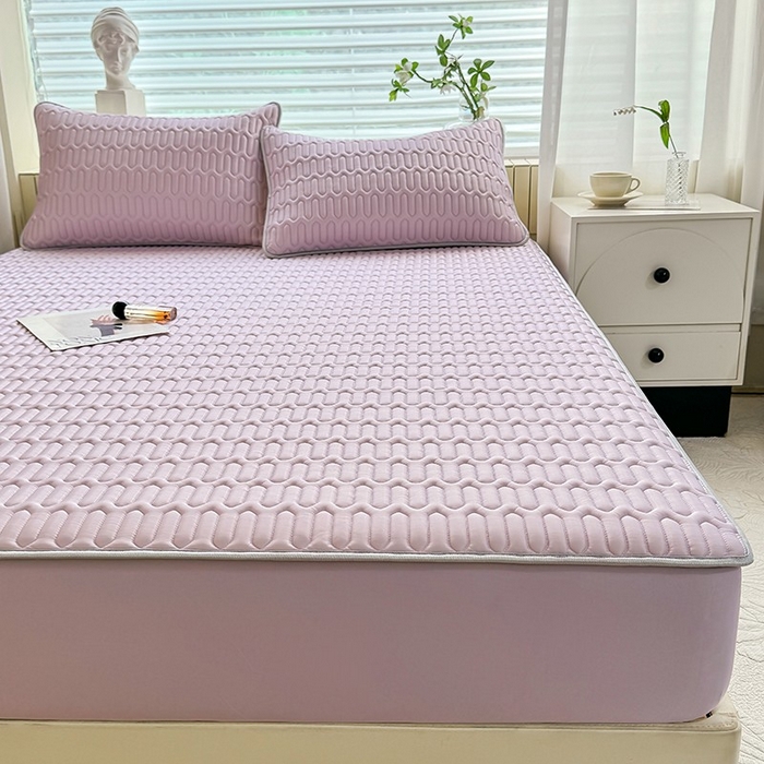 91家纺网 家纺一手货源 找家纺 518家纺 2026新款凉感冰丝裸睡乳胶凉席系列床笠款凉席席子 香芋紫