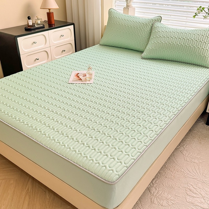 91家纺网 家纺一手货源 找家纺 518家纺 2026新款凉感冰丝裸睡乳胶凉席系列床笠款凉席席子 青丝绿