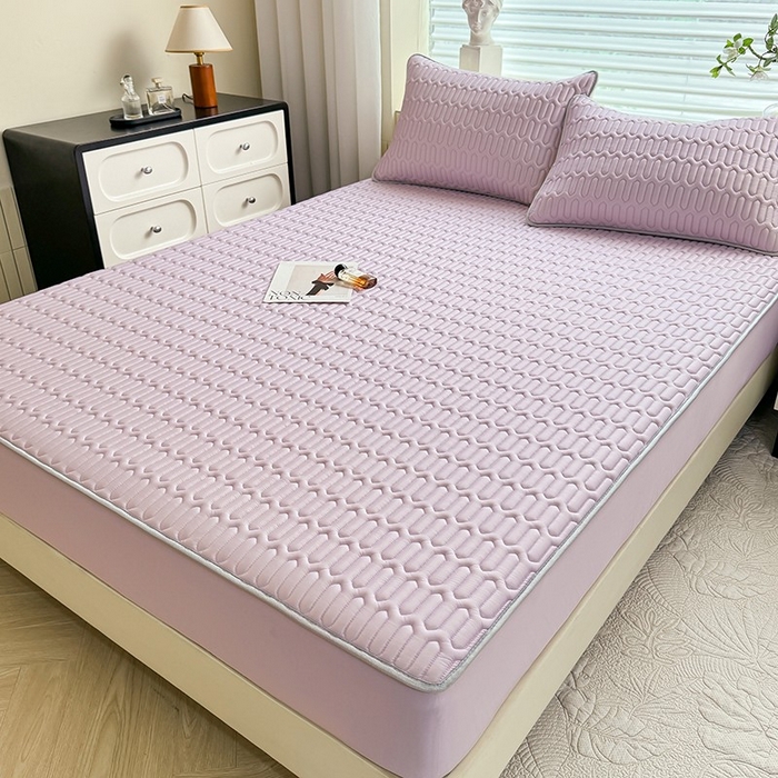 91家纺网 家纺一手货源 找家纺 518家纺 2026新款凉感冰丝裸睡乳胶凉席系列床笠款凉席席子 香芋紫