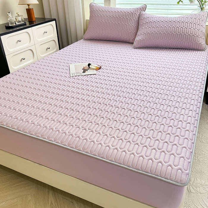 91家纺网 家纺一手货源 找家纺 518家纺 2026新款凉感冰丝裸睡乳胶凉席系列床笠款凉席席子 香芋紫