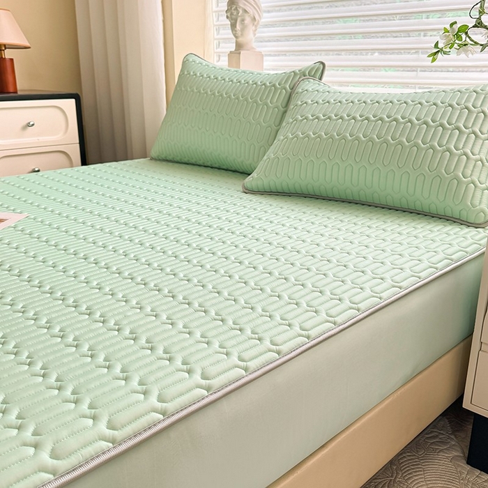 91家纺网 家纺一手货源 找家纺 518家纺 2026新款凉感冰丝裸睡乳胶凉席系列床笠款凉席席子 青丝绿