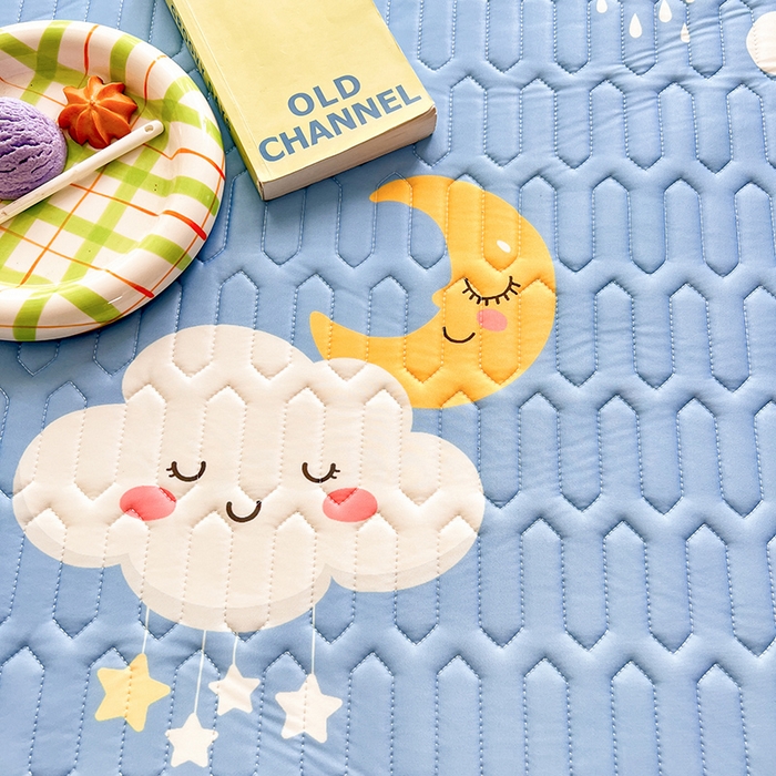 91家纺网 家纺一手货源 找家纺 518家纺 2026新款凉感冰丝裸睡乳胶凉席系列床笠款凉席席子 可爱云朵