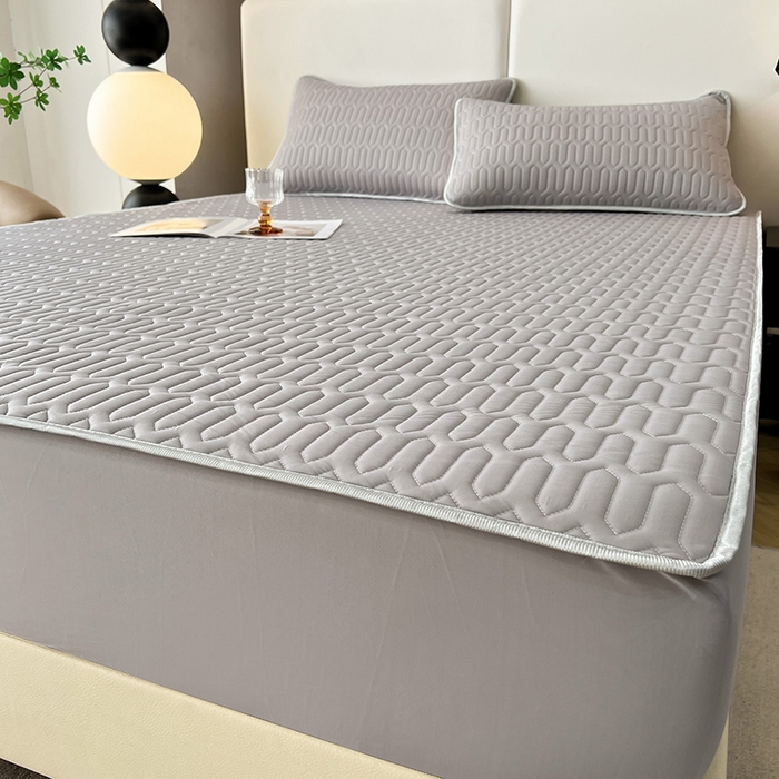 91家纺网 家纺一手货源 找家纺 518家纺 2026新款凉感冰丝裸睡乳胶凉席系列床笠款凉席席子 伯爵灰