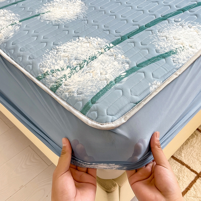 91家纺网 家纺一手货源 找家纺 518家纺 2026新款凉感冰丝裸睡乳胶凉席系列床笠款凉席席子 飞舞