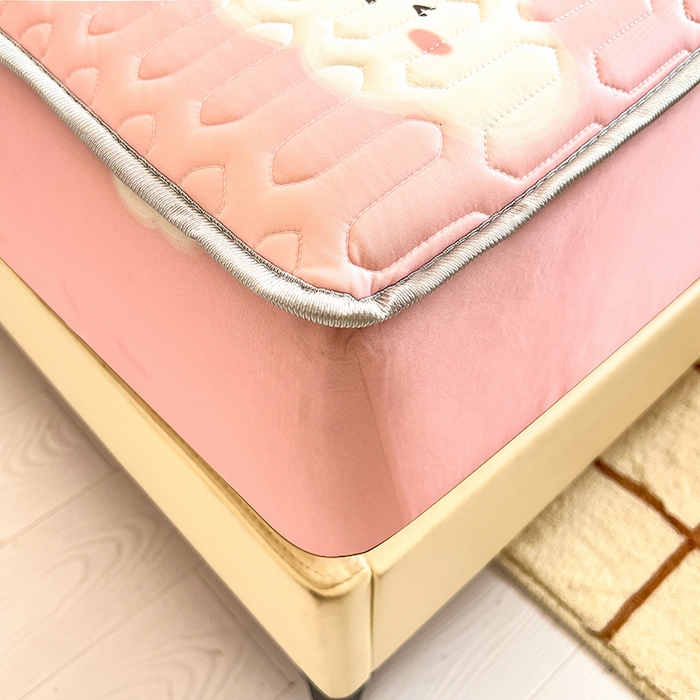 91家纺网 家纺一手货源 找家纺 518家纺 2026新款凉感冰丝裸睡乳胶凉席系列床笠款凉席席子 彩虹兔