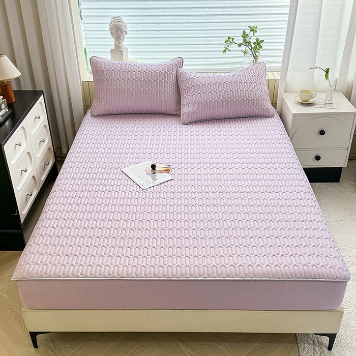 91家纺网 家纺一手货源 找家纺 518家纺 2026新款凉感冰丝裸睡乳胶凉席系列床笠款凉席席子 香芋紫