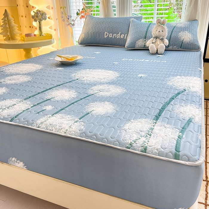 91家纺网 家纺一手货源 找家纺 518家纺 2026新款凉感冰丝裸睡乳胶凉席系列床笠款凉席席子 飞舞