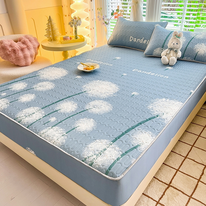 91家纺网 家纺一手货源 找家纺 518家纺 2026新款凉感冰丝裸睡乳胶凉席系列床笠款凉席席子 飞舞