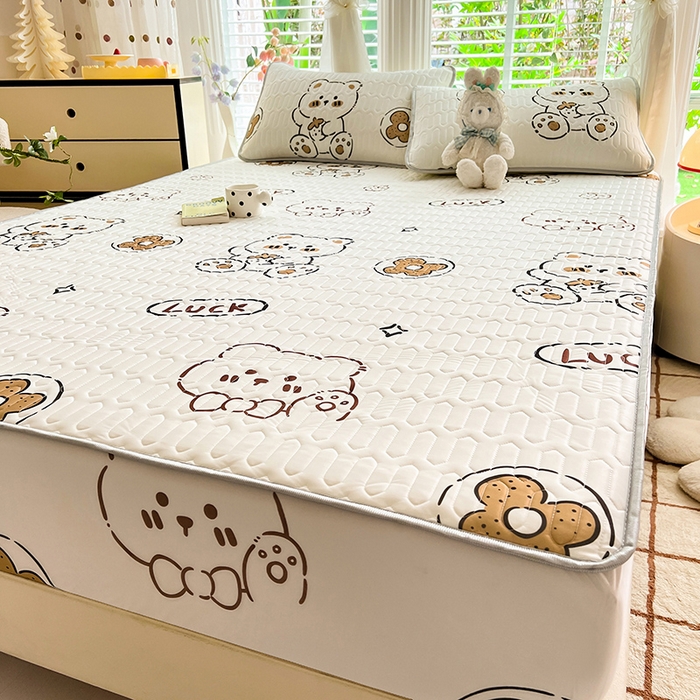 91家纺网 家纺一手货源 找家纺 518家纺 2026新款凉感冰丝裸睡乳胶凉席系列床笠款凉席席子 ck熊