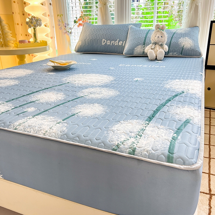 91家纺网 家纺一手货源 找家纺 518家纺 2026新款凉感冰丝裸睡乳胶凉席系列床笠款凉席席子 飞舞