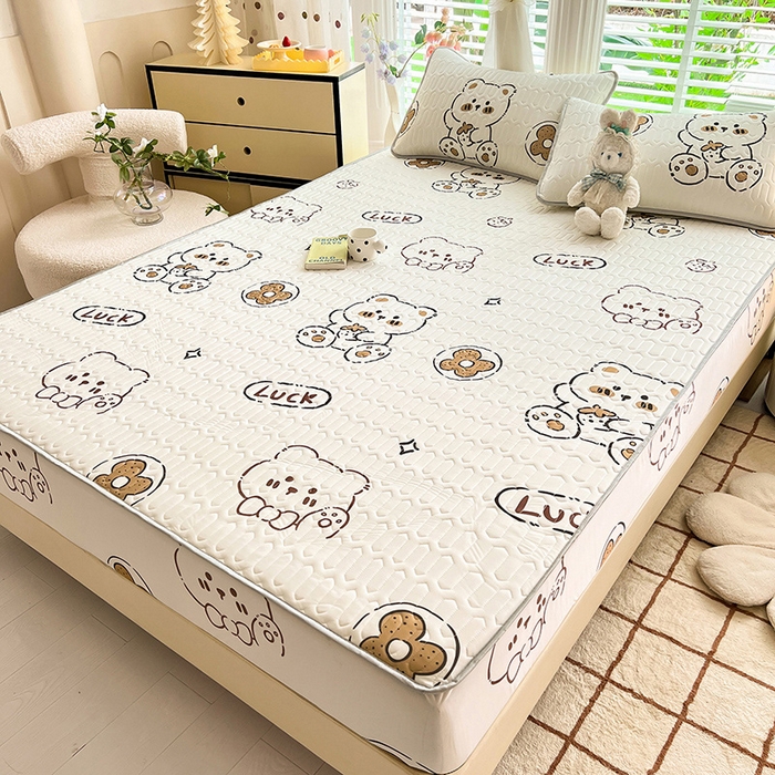 91家纺网 家纺一手货源 找家纺 518家纺 2026新款凉感冰丝裸睡乳胶凉席系列床笠款凉席席子 ck熊