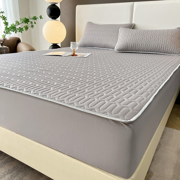 91家纺网 家纺一手货源 找家纺 518家纺 2026新款凉感冰丝裸睡乳胶凉席系列床笠款凉席席子 伯爵灰