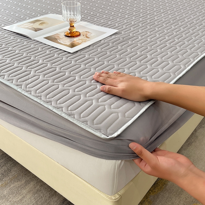 91家纺网 家纺一手货源 找家纺 518家纺 2026新款凉感冰丝裸睡乳胶凉席系列床笠款凉席席子 伯爵灰