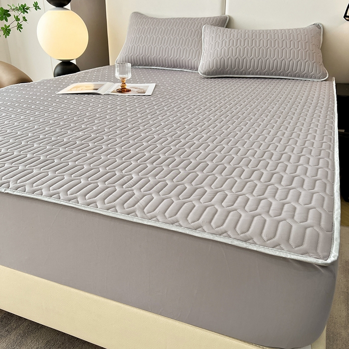 91家纺网 家纺一手货源 找家纺 518家纺 2026新款凉感冰丝裸睡乳胶凉席系列床笠款凉席席子 伯爵灰