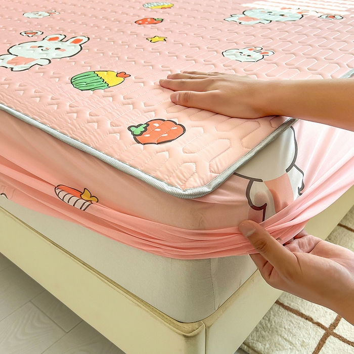 91家纺网 家纺一手货源 找家纺 518家纺 2026新款凉感冰丝裸睡乳胶凉席系列床笠款凉席席子 仔仔兔