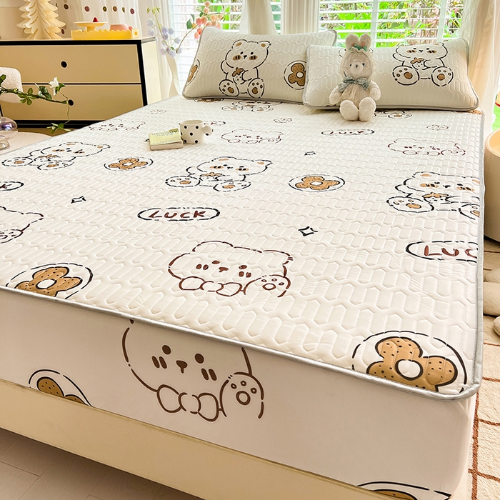 91家纺网 家纺一手货源 找家纺 518家纺 2026新款凉感冰丝裸睡乳胶凉席系列床笠款凉席席子 ck熊