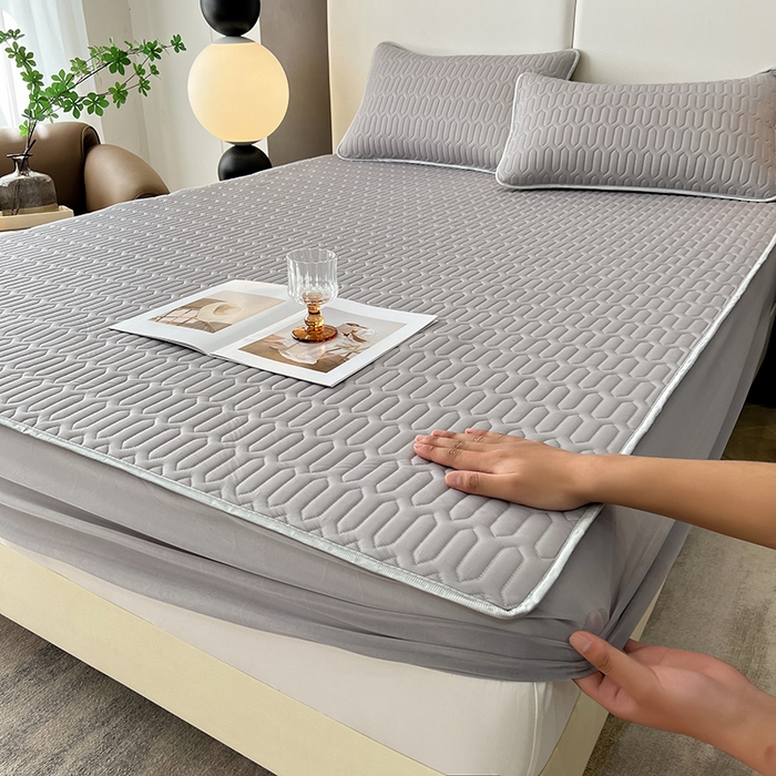 91家纺网 家纺一手货源 找家纺 518家纺 2026新款凉感冰丝裸睡乳胶凉席系列床笠款凉席席子 伯爵灰