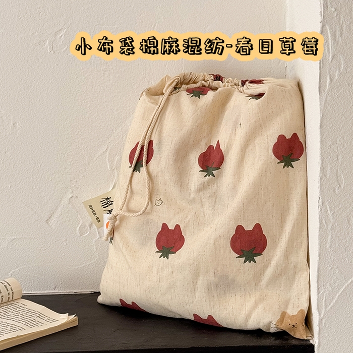 91家纺网 家纺一手货源 找家纺 （总）桃子家居 2026A类纯棉水洗原生态棉麻数码印花大版枕套混搭卡通小清新韩国小布袋系列四件套