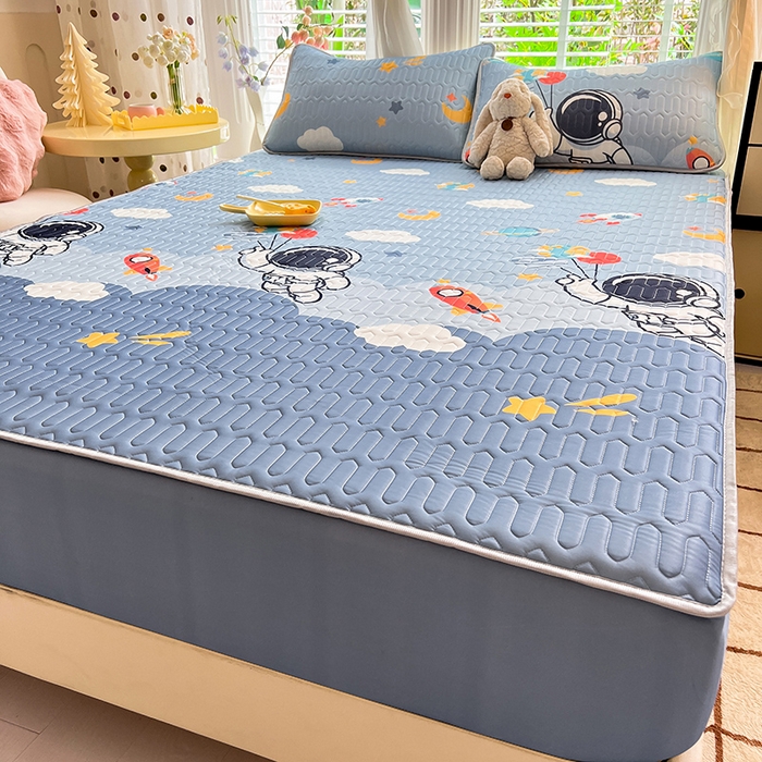 91家纺网 家纺一手货源 找家纺 518家纺 2026新款凉感冰丝裸睡乳胶凉席系列床笠款凉席席子 宇航员