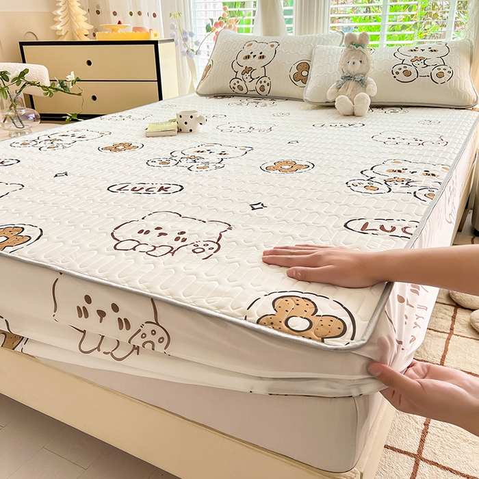 91家纺网 家纺一手货源 找家纺 518家纺 2026新款凉感冰丝裸睡乳胶凉席系列床笠款凉席席子 ck熊