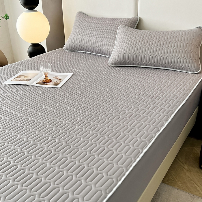 91家纺网 家纺一手货源 找家纺 518家纺 2026新款凉感冰丝裸睡乳胶凉席系列床笠款凉席席子 伯爵灰