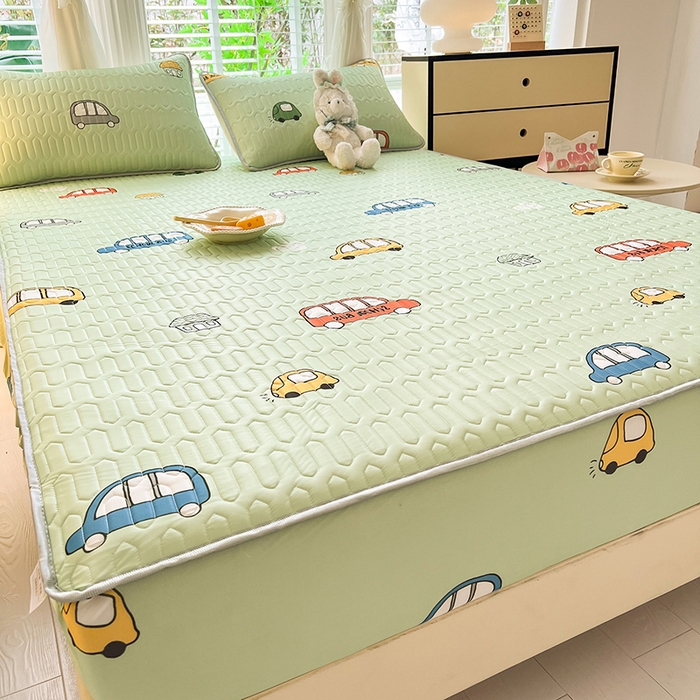 91家纺网 家纺一手货源 找家纺 518家纺 2026新款凉感冰丝裸睡乳胶凉席系列床笠款凉席席子 小汽车