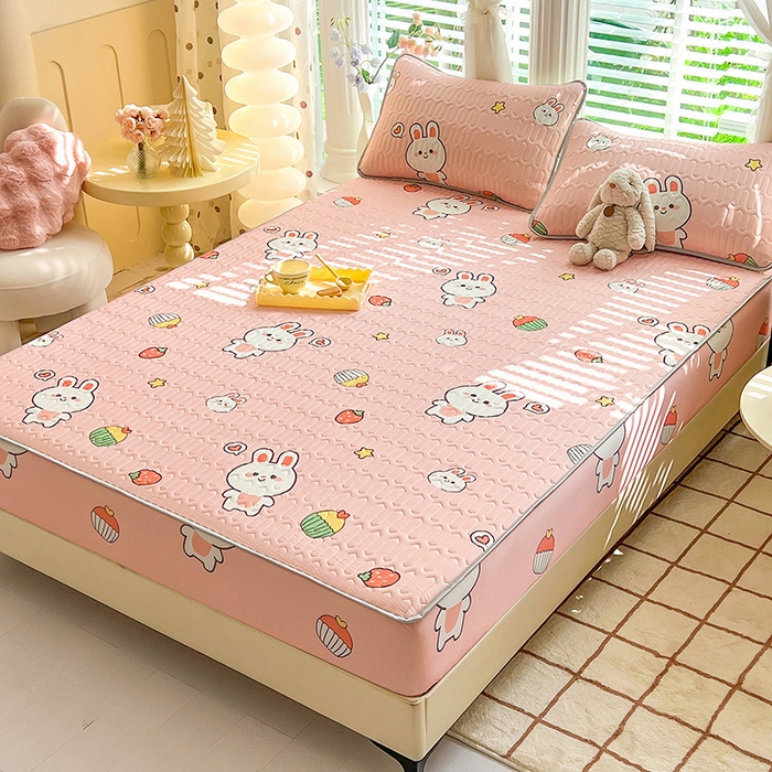 91家纺网 家纺一手货源 找家纺 518家纺 2026新款凉感冰丝裸睡乳胶凉席系列床笠款凉席席子 仔仔兔