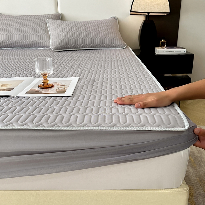 91家纺网 家纺一手货源 找家纺 518家纺 2026新款凉感冰丝裸睡乳胶凉席系列床笠款凉席席子 伯爵灰