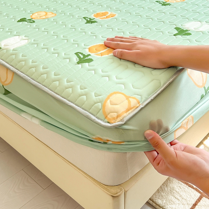 91家纺网 家纺一手货源 找家纺 518家纺 2026新款凉感冰丝裸睡乳胶凉席系列床笠款凉席席子 郁金香