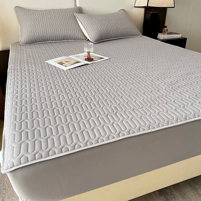 91家纺网 家纺一手货源 找家纺 518家纺 2026新款凉感冰丝裸睡乳胶凉席系列床笠款凉席席子 伯爵灰