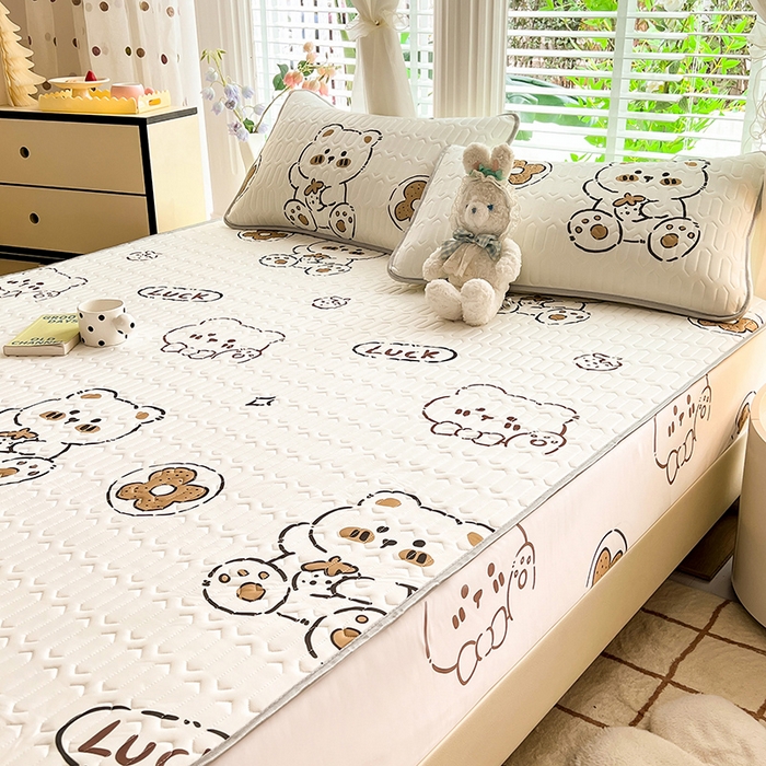 91家纺网 家纺一手货源 找家纺 518家纺 2026新款凉感冰丝裸睡乳胶凉席系列床笠款凉席席子 ck熊