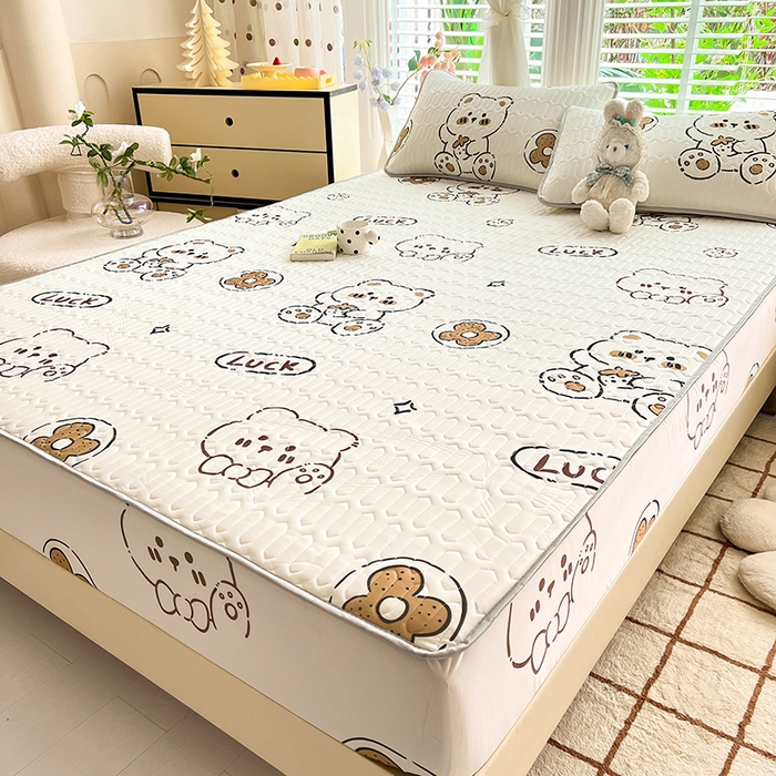 91家纺网 家纺一手货源 找家纺 518家纺 2026新款凉感冰丝裸睡乳胶凉席系列床笠款凉席席子 ck熊