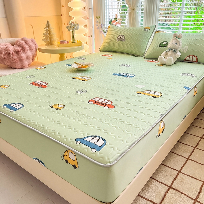 91家纺网 家纺一手货源 找家纺 518家纺 2026新款凉感冰丝裸睡乳胶凉席系列床笠款凉席席子 小汽车