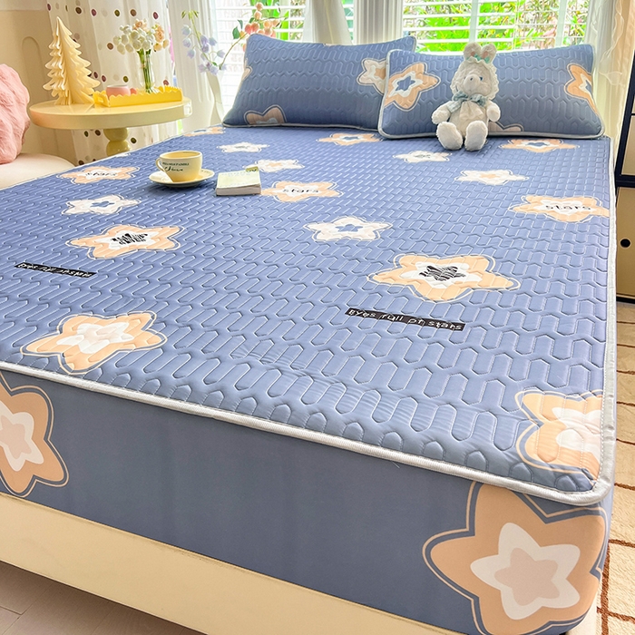 91家纺网 家纺一手货源 找家纺 518家纺 2026新款凉感冰丝裸睡乳胶凉席系列床笠款凉席席子 星星假日