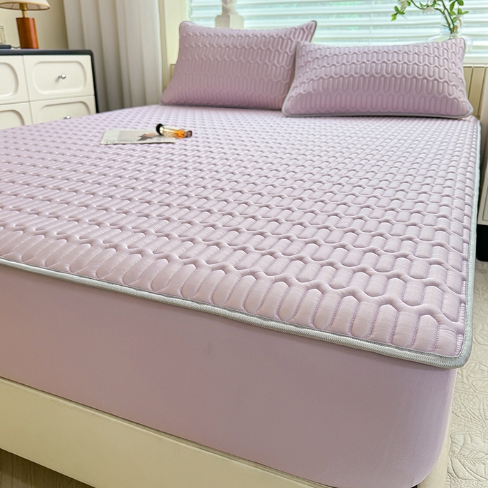 91家纺网 家纺一手货源 找家纺 518家纺 2026新款凉感冰丝裸睡乳胶凉席系列床笠款凉席席子 香芋紫