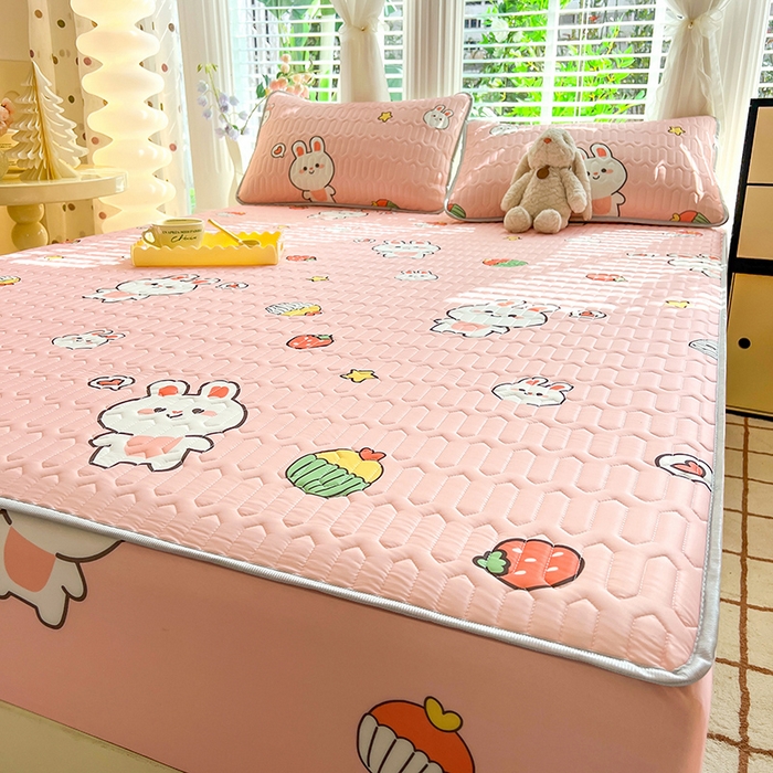 91家纺网 家纺一手货源 找家纺 518家纺 2026新款凉感冰丝裸睡乳胶凉席系列床笠款凉席席子 仔仔兔