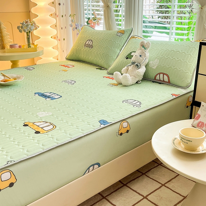 91家纺网 家纺一手货源 找家纺 518家纺 2026新款凉感冰丝裸睡乳胶凉席系列床笠款凉席席子 小汽车