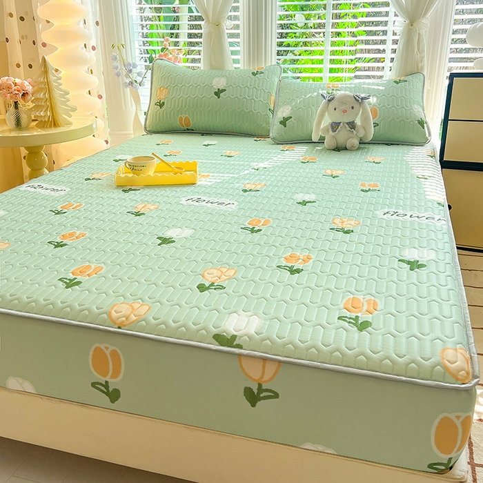 91家纺网 家纺一手货源 找家纺 518家纺 2026新款凉感冰丝裸睡乳胶凉席系列床笠款凉席席子 郁金香