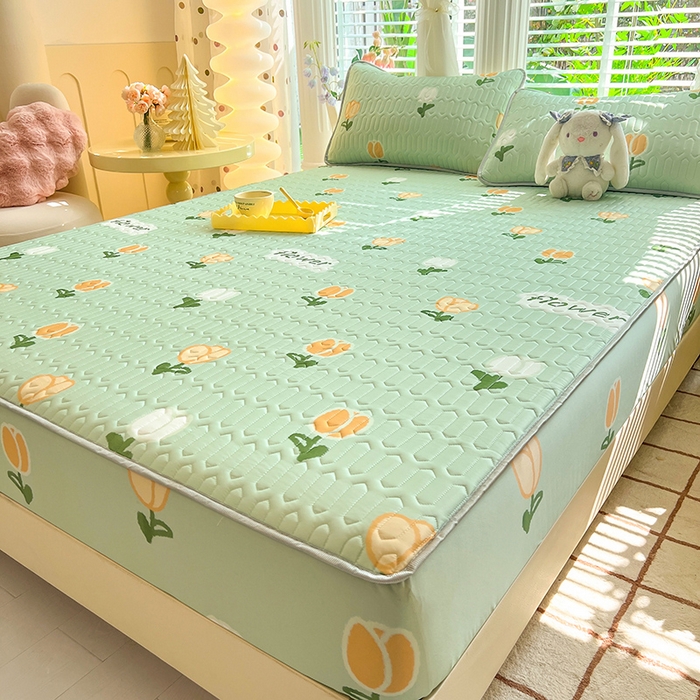 91家纺网 家纺一手货源 找家纺 518家纺 2026新款凉感冰丝裸睡乳胶凉席系列床笠款凉席席子 郁金香