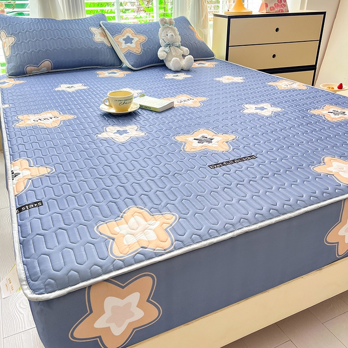 91家纺网 家纺一手货源 找家纺 518家纺 2026新款凉感冰丝裸睡乳胶凉席系列床笠款凉席席子 星星假日